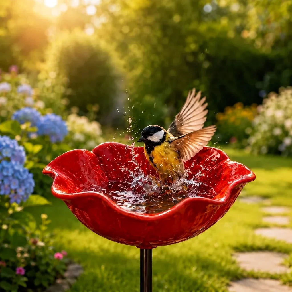 Sevair Deco Flower Bird Feeder Water Station 1