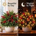 Sevair Deco Pre-Lit Christmas Evergreen Arrangement