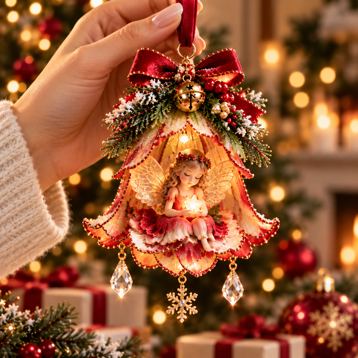Sevair Deco Enchanted Fairy Bell Christmas Ornament