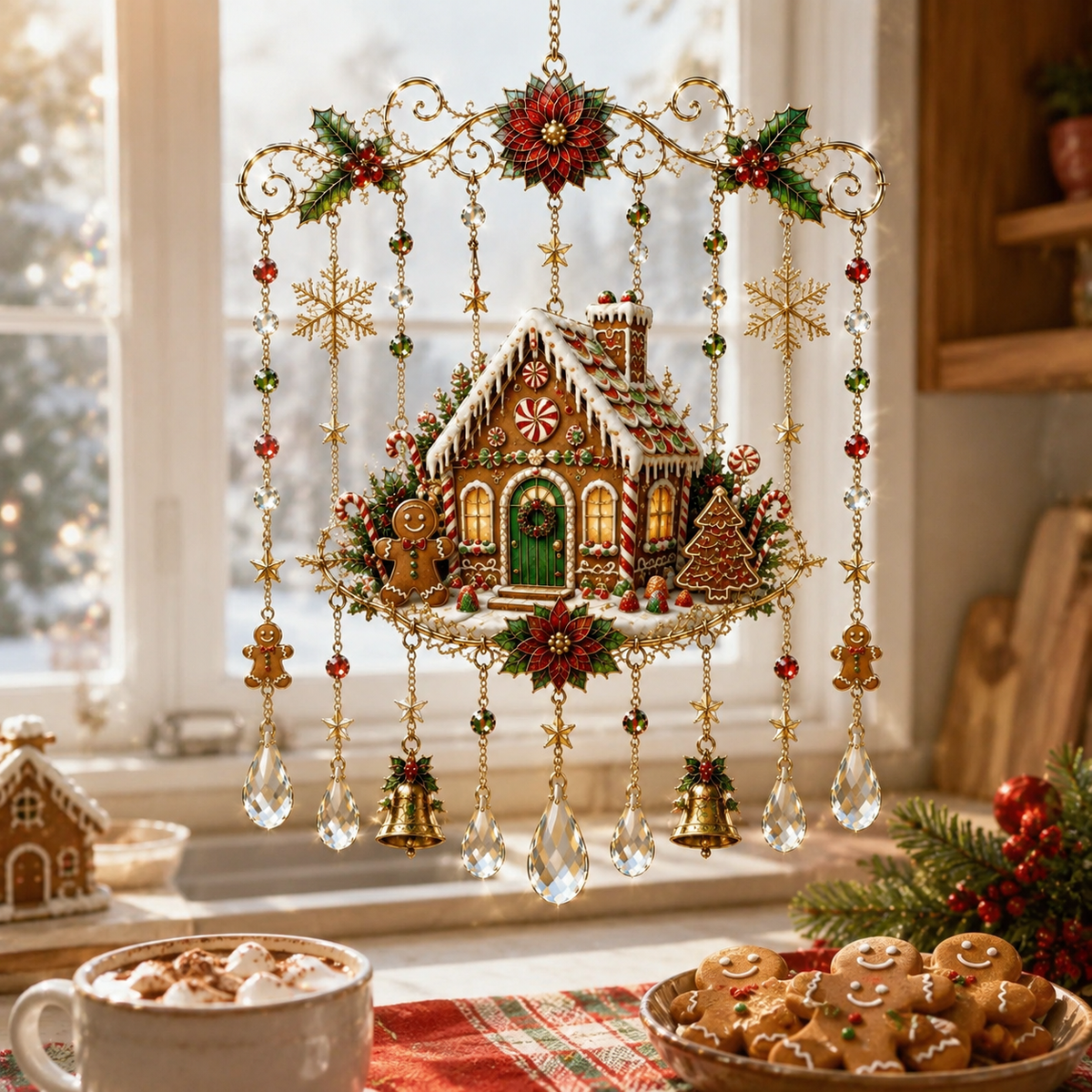 Sevair Deco Handmade Christmas Stained Glass Window Hanging