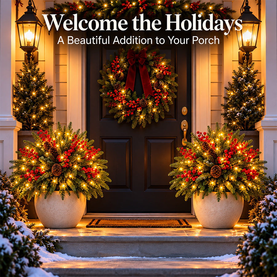 Sevair Deco Pre-Lit Christmas Evergreen Arrangement