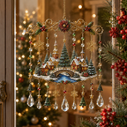 Sevair Deco Handmade Christmas Stained Glass Window Hanging
