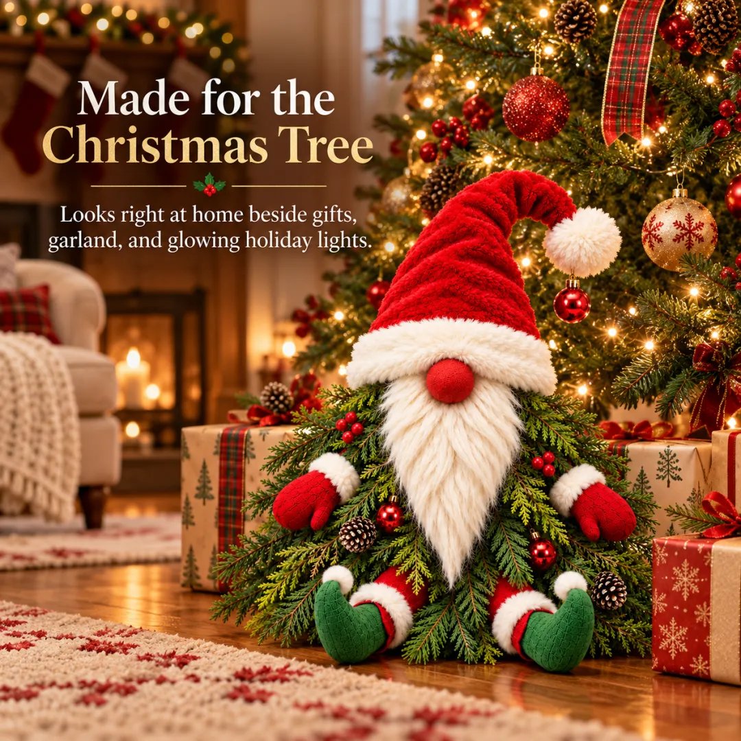 Sevair Deco Sitting Christmas Evergreen Gnome