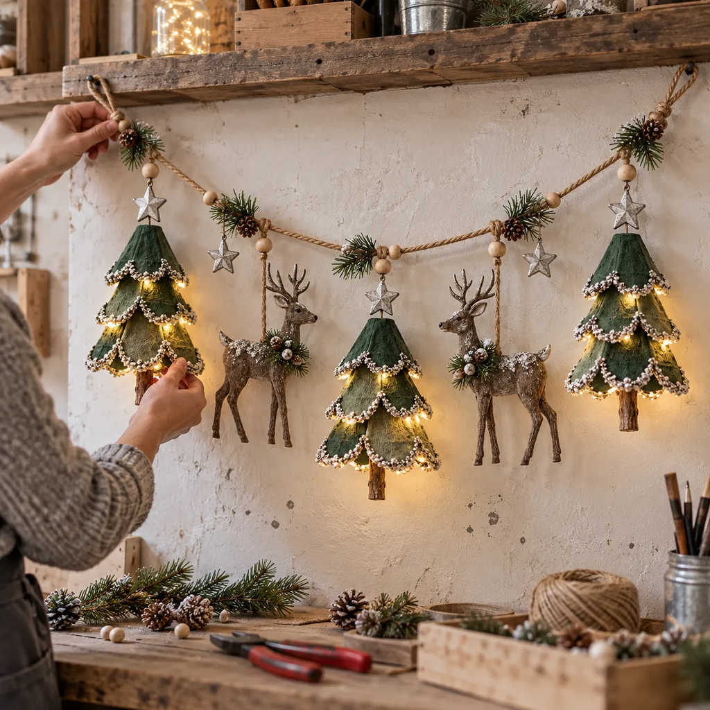 Sevair Deco Lighted Woodland Christmas Garland