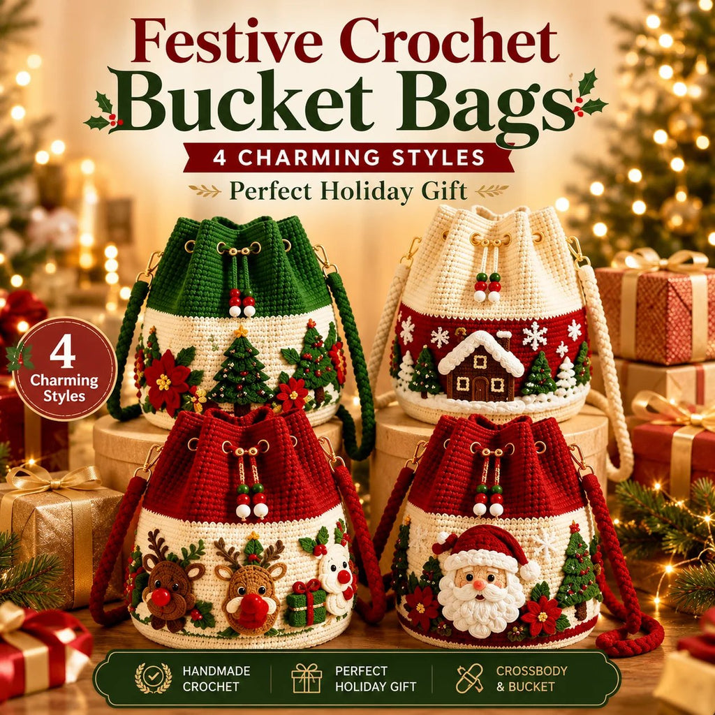 Sevair Deco Christmas Crochet Bucket Crossbody Bag
