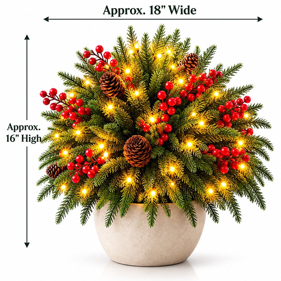Sevair Deco Pre-Lit Christmas Evergreen Arrangement
