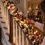 Sevair Deco Santa’s Sleigh Snowy Stair Railing Decor
