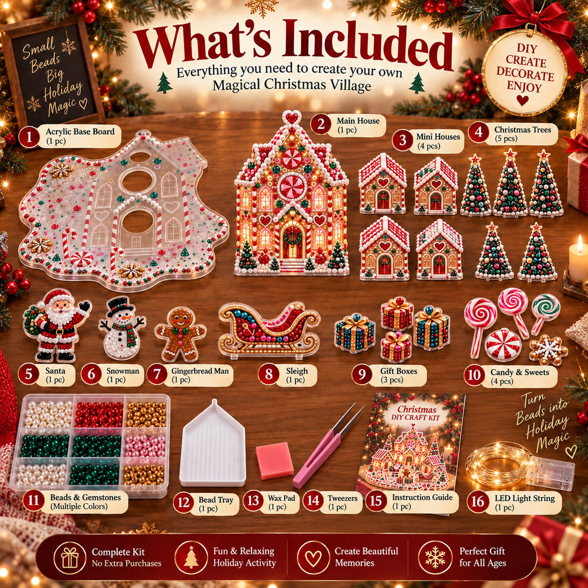 Sevair Deco Magical Christmas Village 3D Gem Art DIY Kit