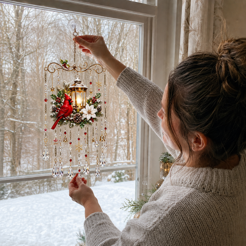 Sevair Deco Handmade Christmas Stained Glass Window Hanging