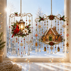 Sevair Deco Handmade Christmas Stained Glass Window Hanging