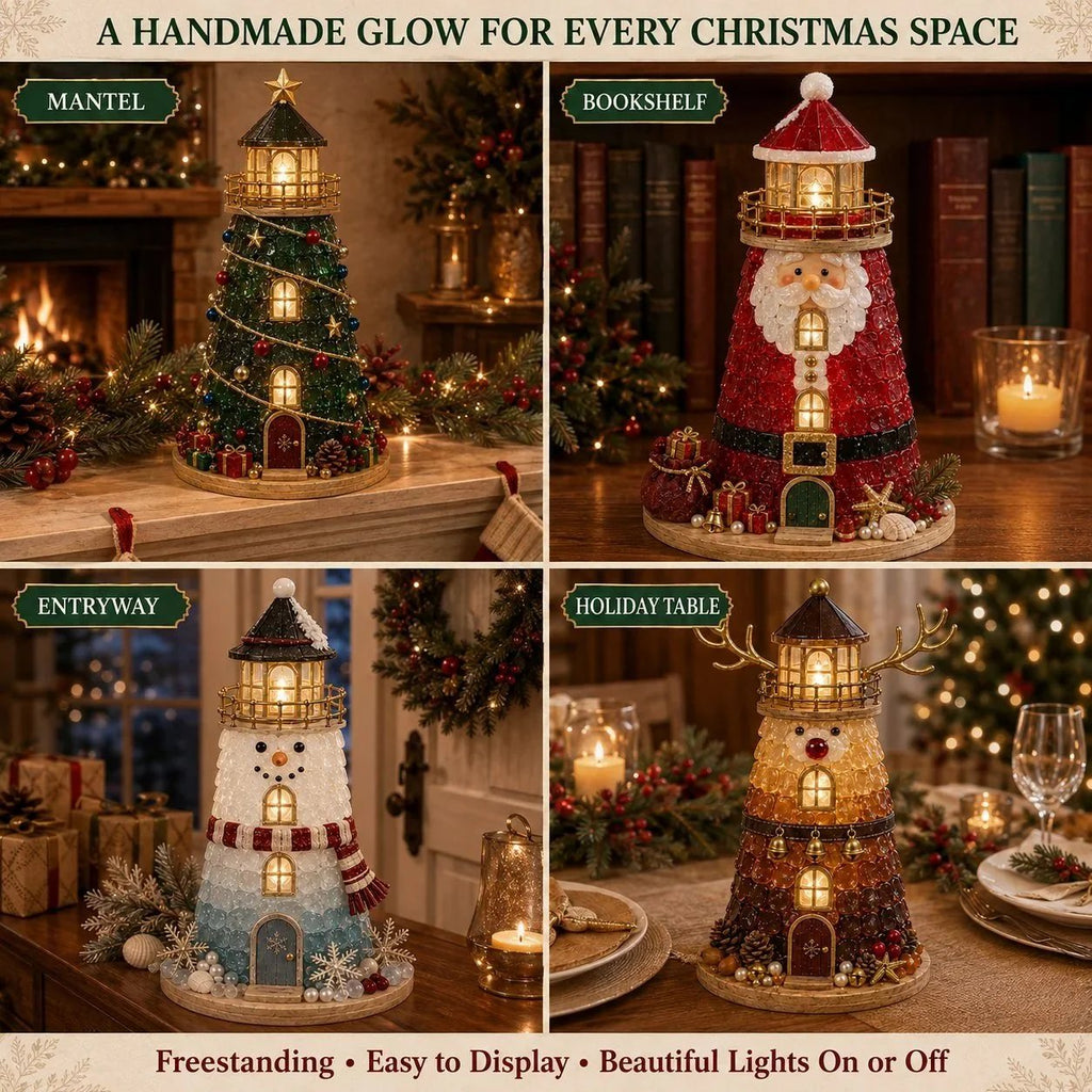 Sevair Deco Beginner-Friendly DIY Lighted Christmas Character Sea Glass-Style Lighthouse Kit Collection
