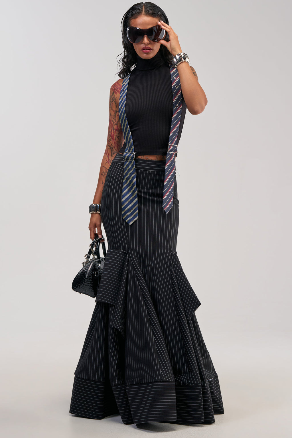 GIVE IT UP PINSTRIPE MAXI SKIRT