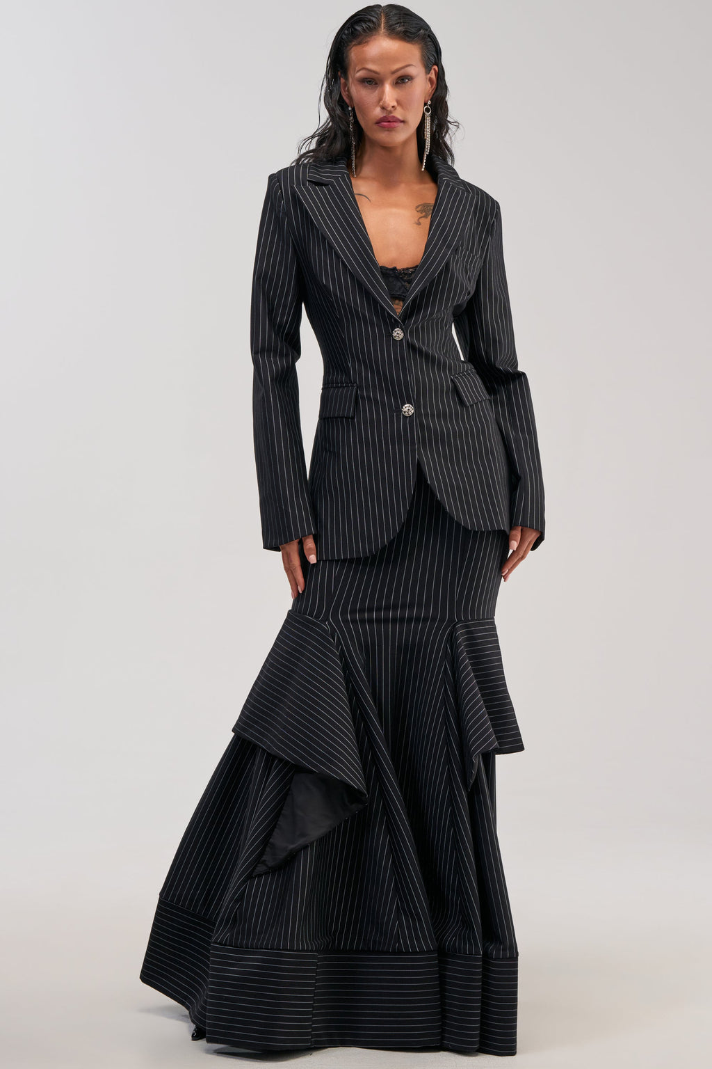 GIVE IT UP PINSTRIPE MAXI SKIRT