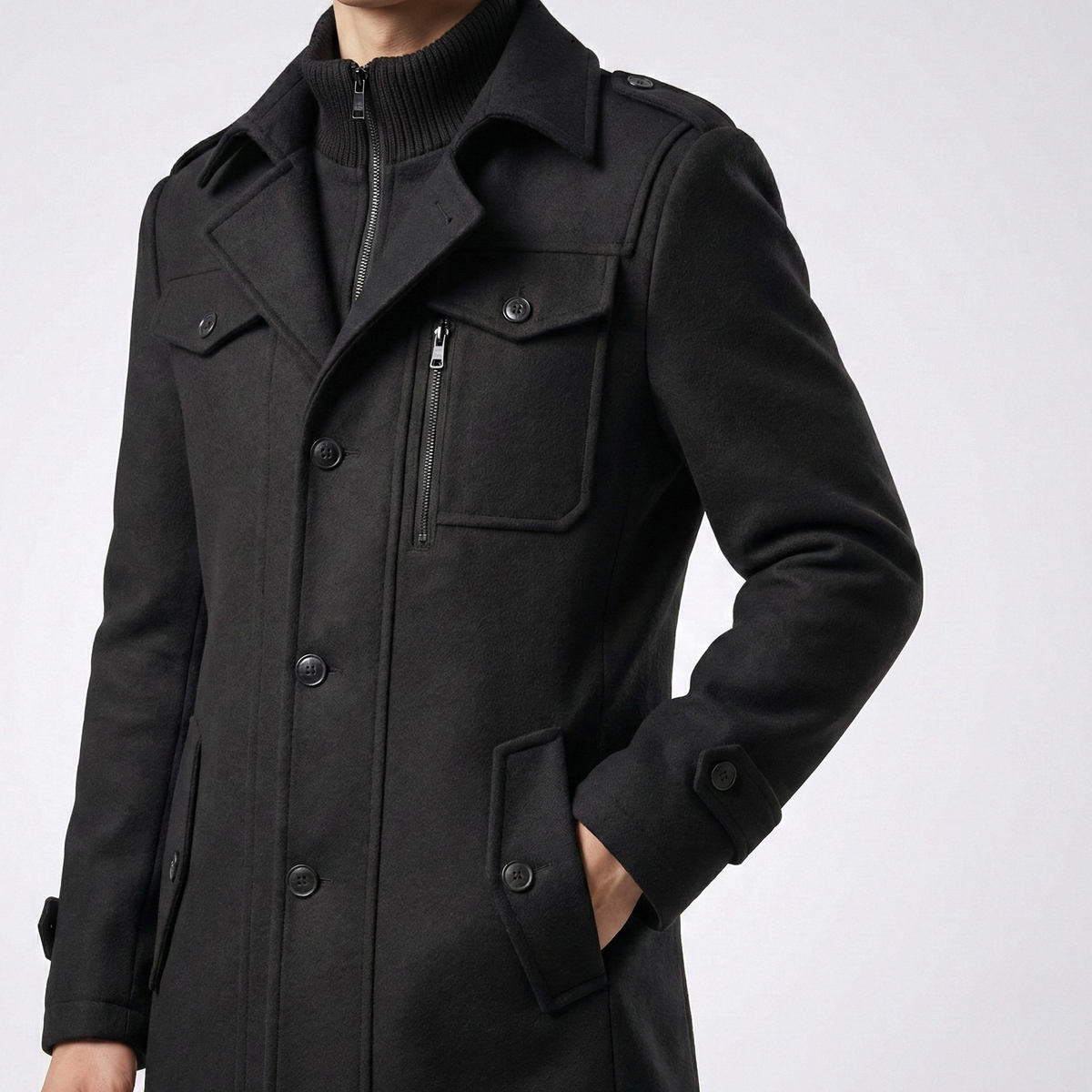 Vanguard Double-Collar Wool Coat