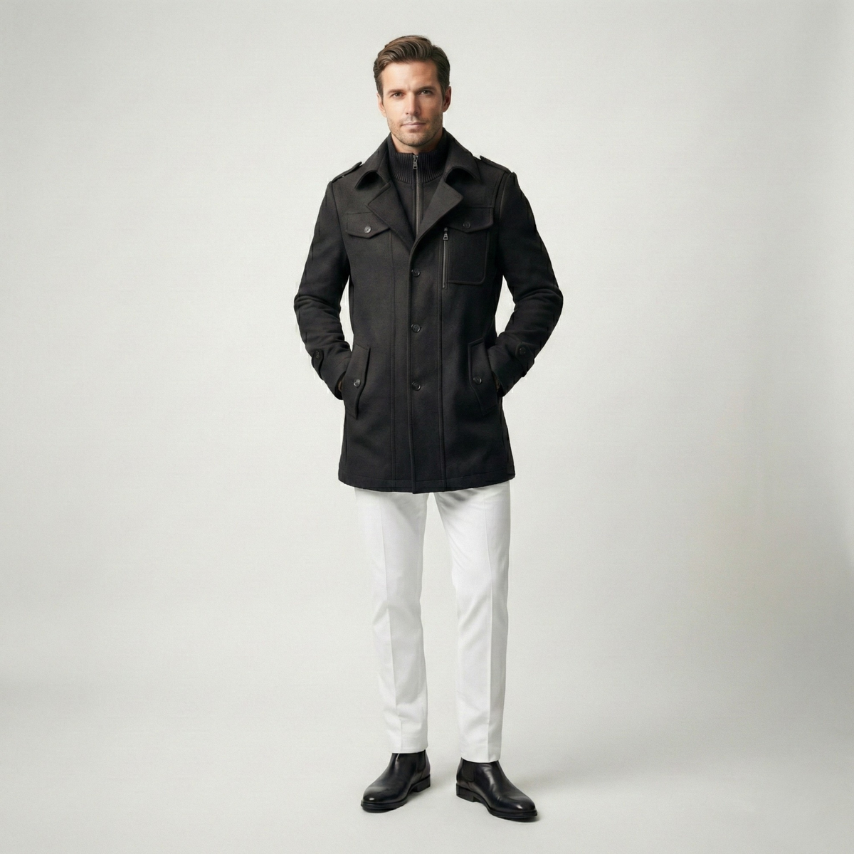 Vanguard Double-Collar Wool Coat