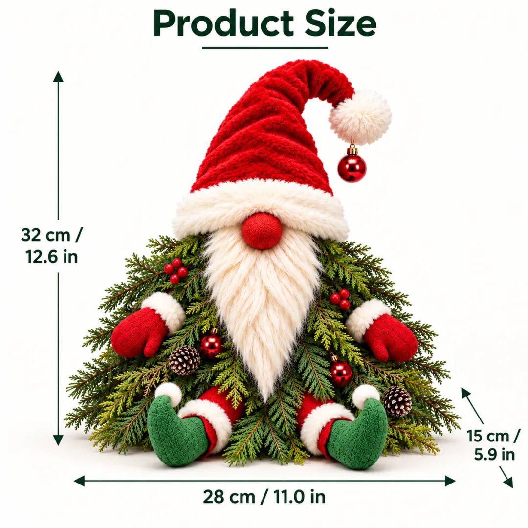 Sevair Deco Sitting Christmas Evergreen Gnome