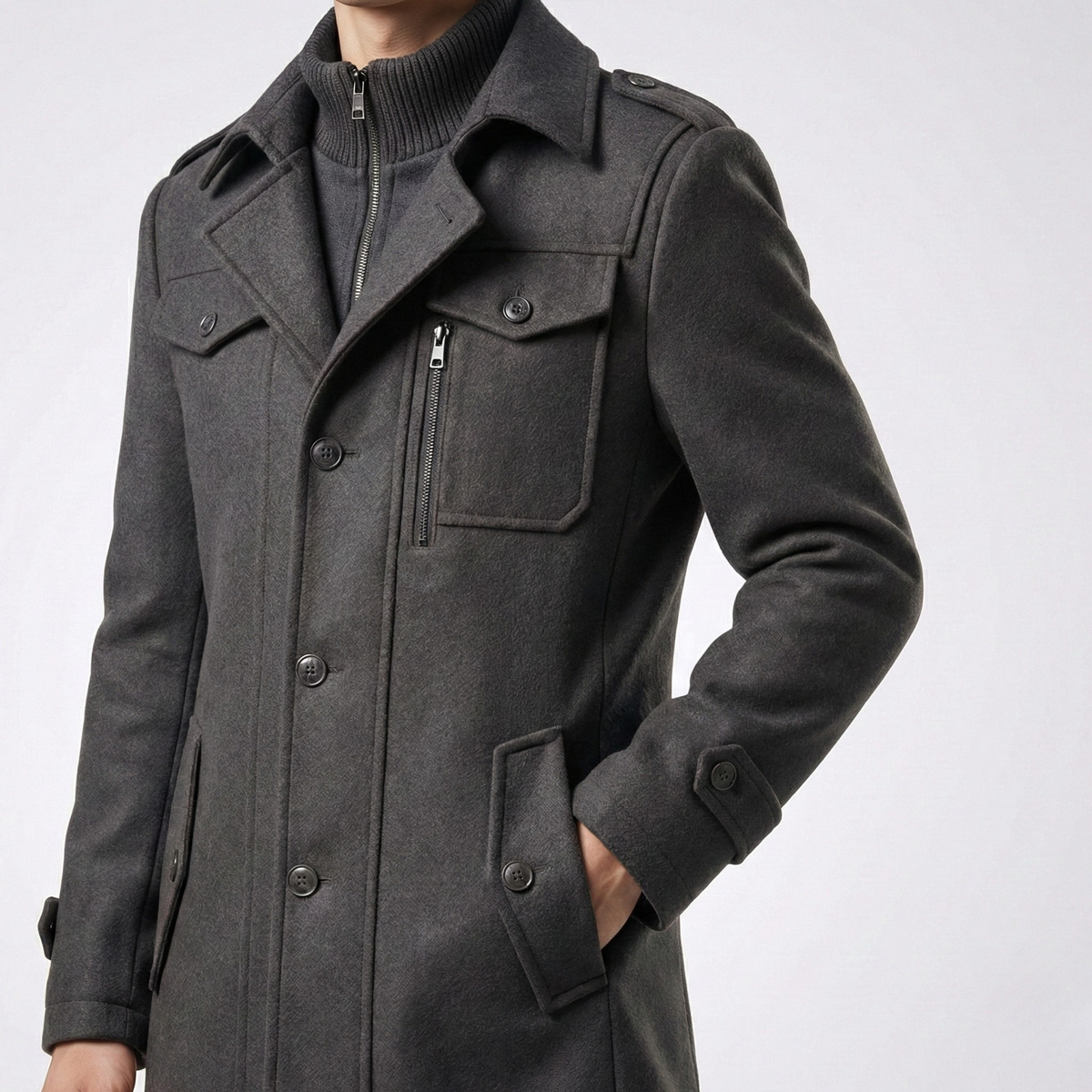 Vanguard Double-Collar Wool Coat