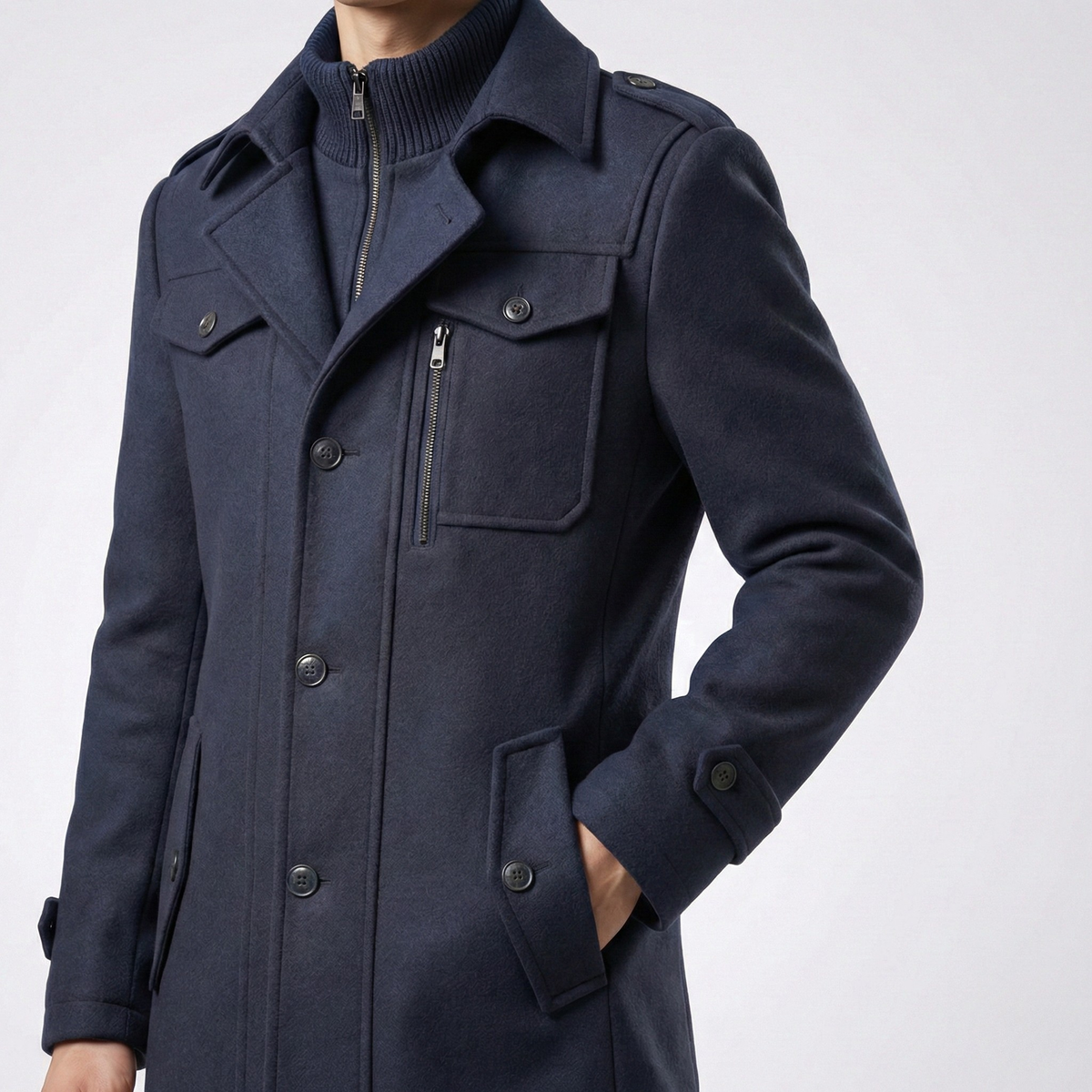 Vanguard Double-Collar Wool Coat