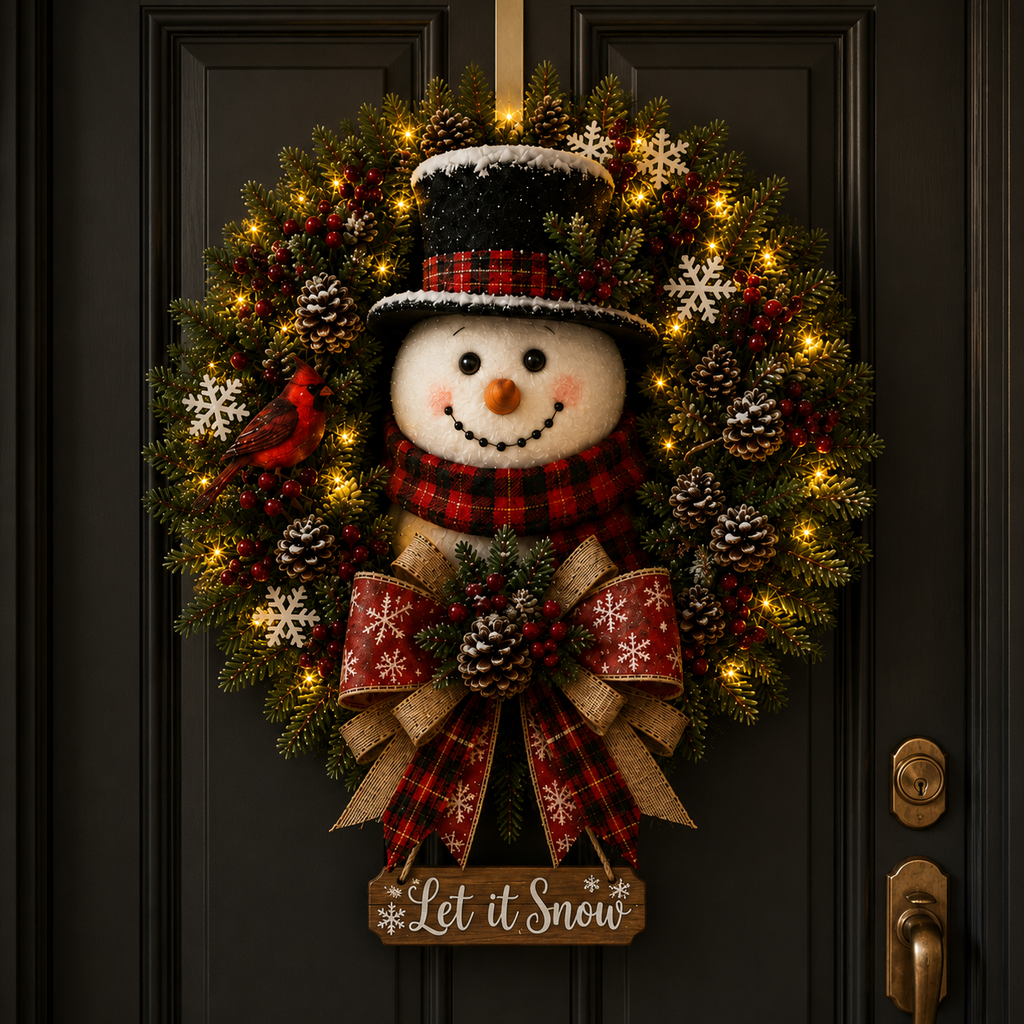Sevair Deco Snowman Glow Christmas Wreath