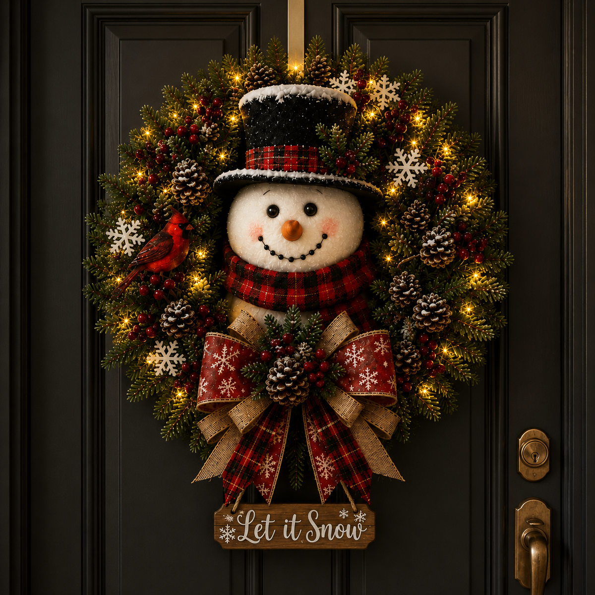 Sevair Deco Snowman Glow Christmas Wreath
