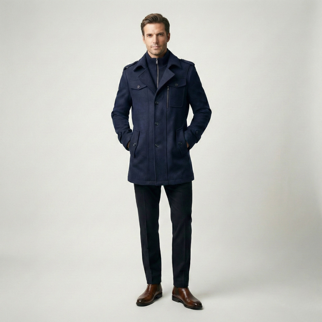 Vanguard Double-Collar Wool Coat