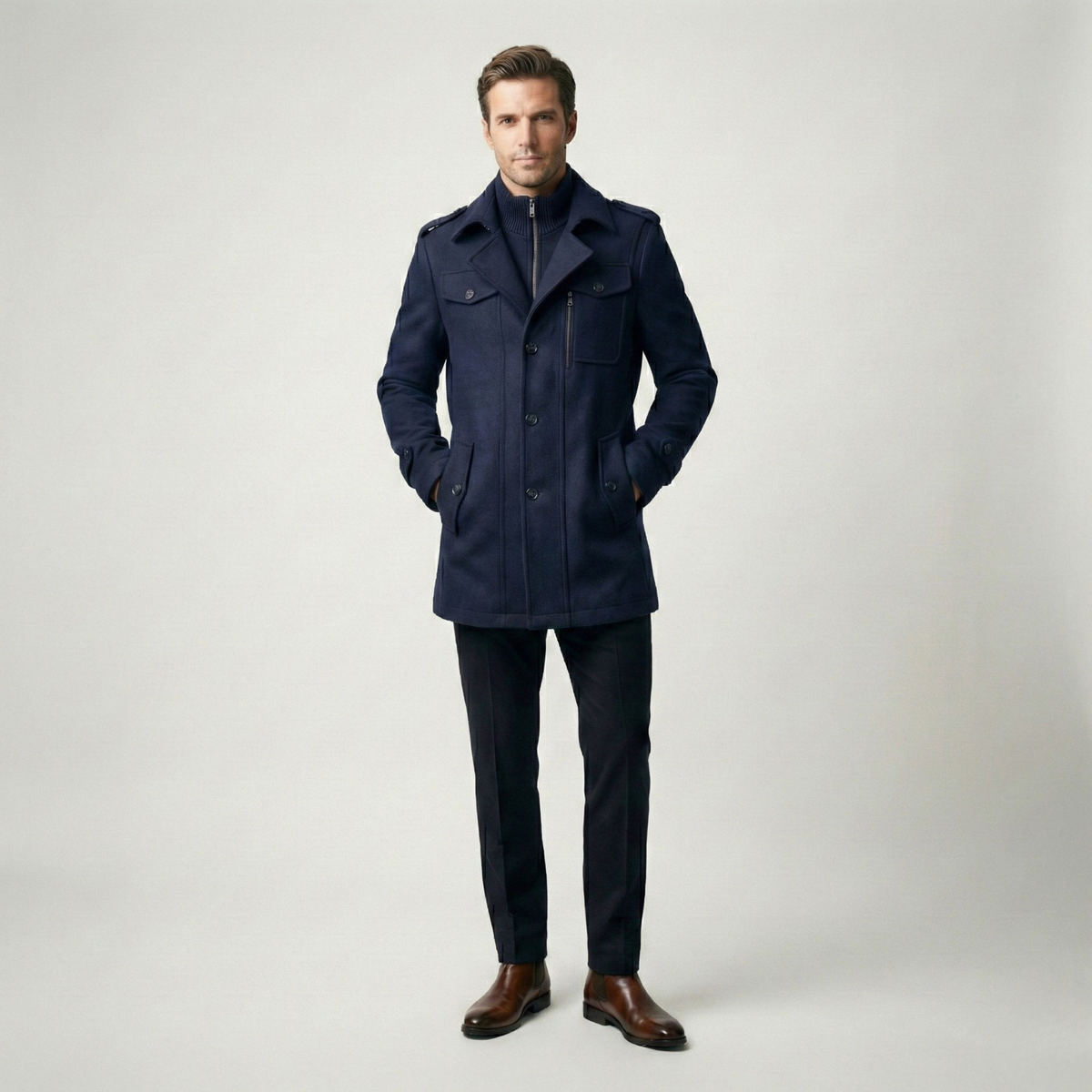 Vanguard Double-Collar Wool Coat
