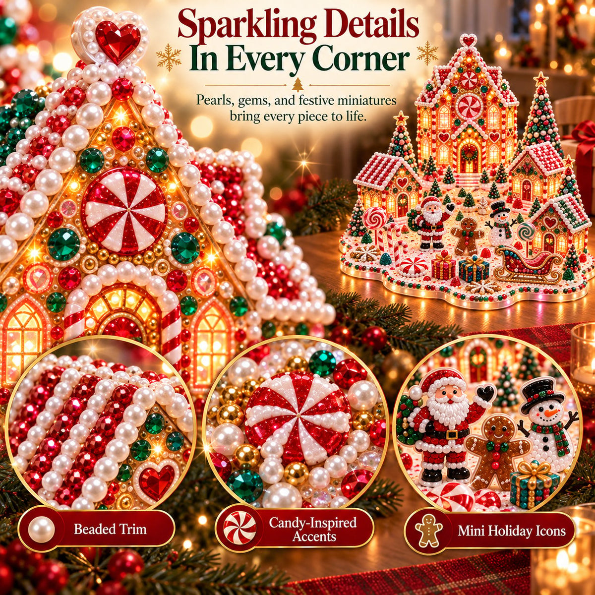 Sevair Deco Magical Christmas Village 3D Gem Art DIY Kit