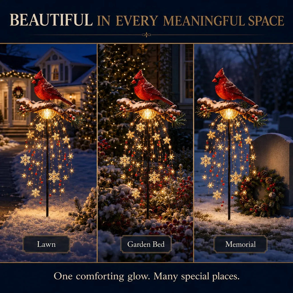 Sevair Deco Cardinal Memory Fountain – Lighted Christmas Remembrance Garden Decor