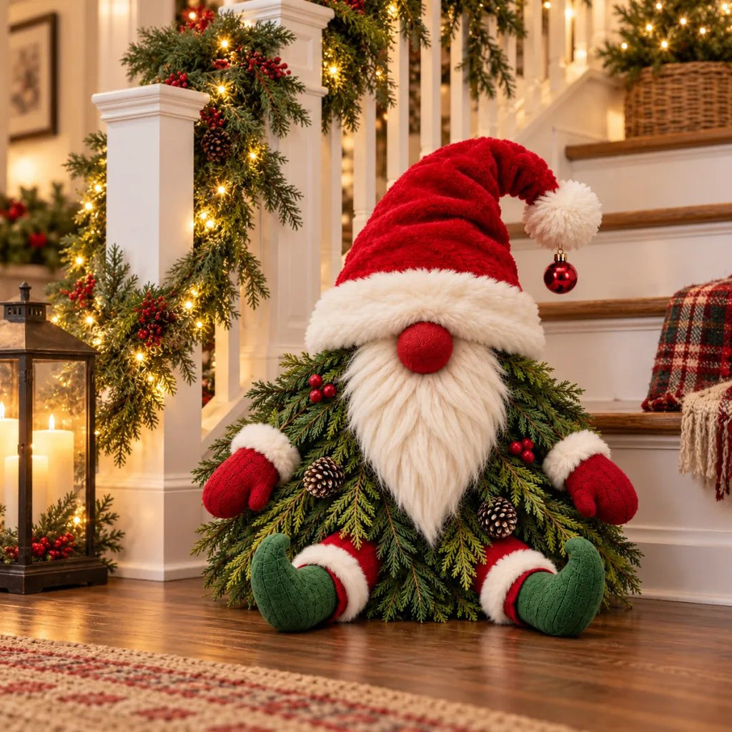 Sevair Deco Sitting Christmas Evergreen Gnome
