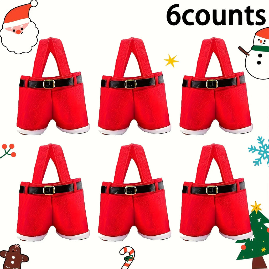 Sevair Deco Santa Pants Christmas Gift Bags 6-Pack