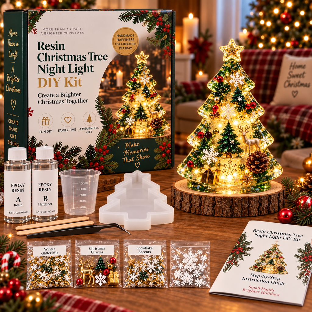 Sevair Deco Beginner-Friendly Resin Christmas Tree Night Light DIY Kit