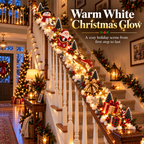 Sevair Deco Santa’s Sleigh Snowy Stair Railing Decor