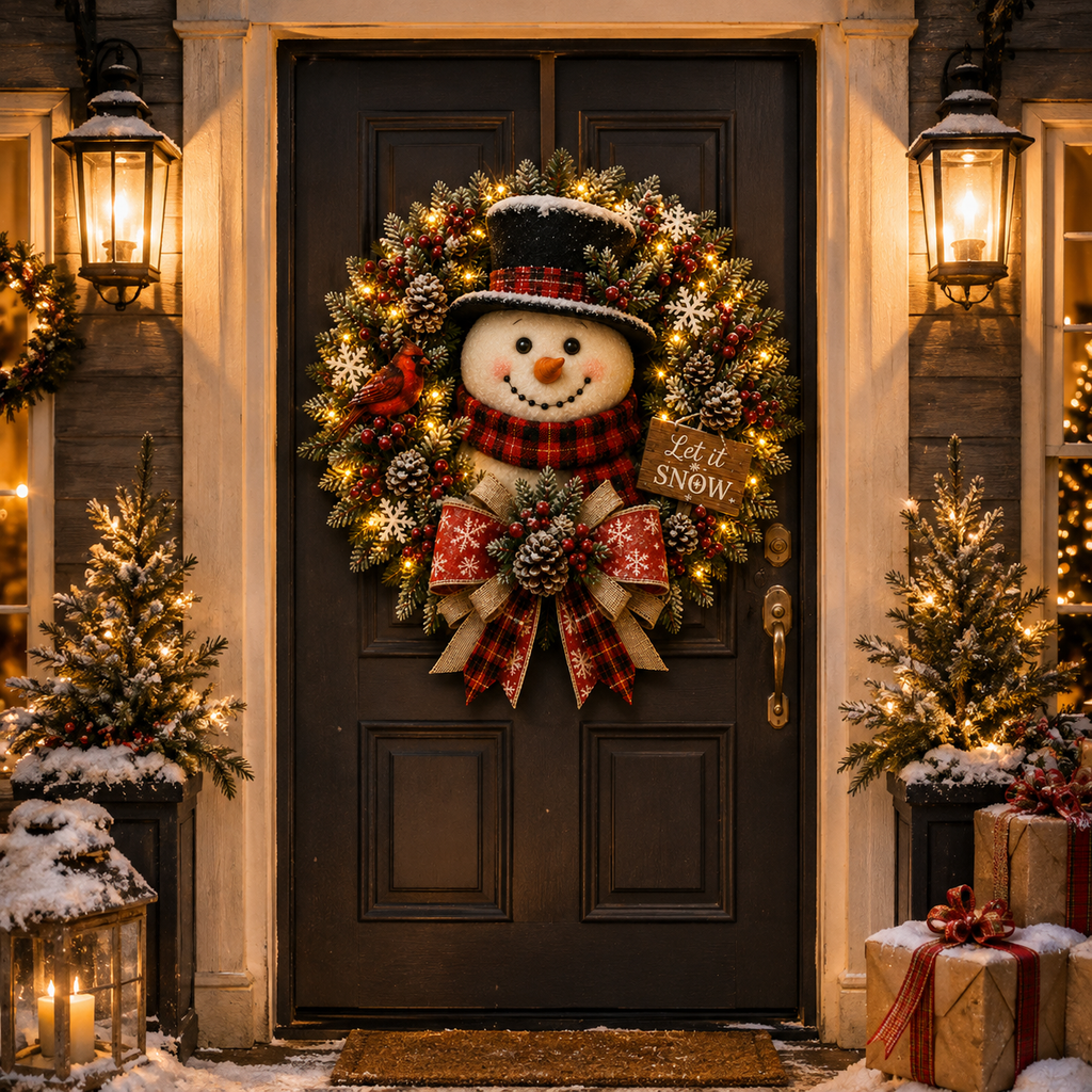 Sevair Deco Snowman Glow Christmas Wreath