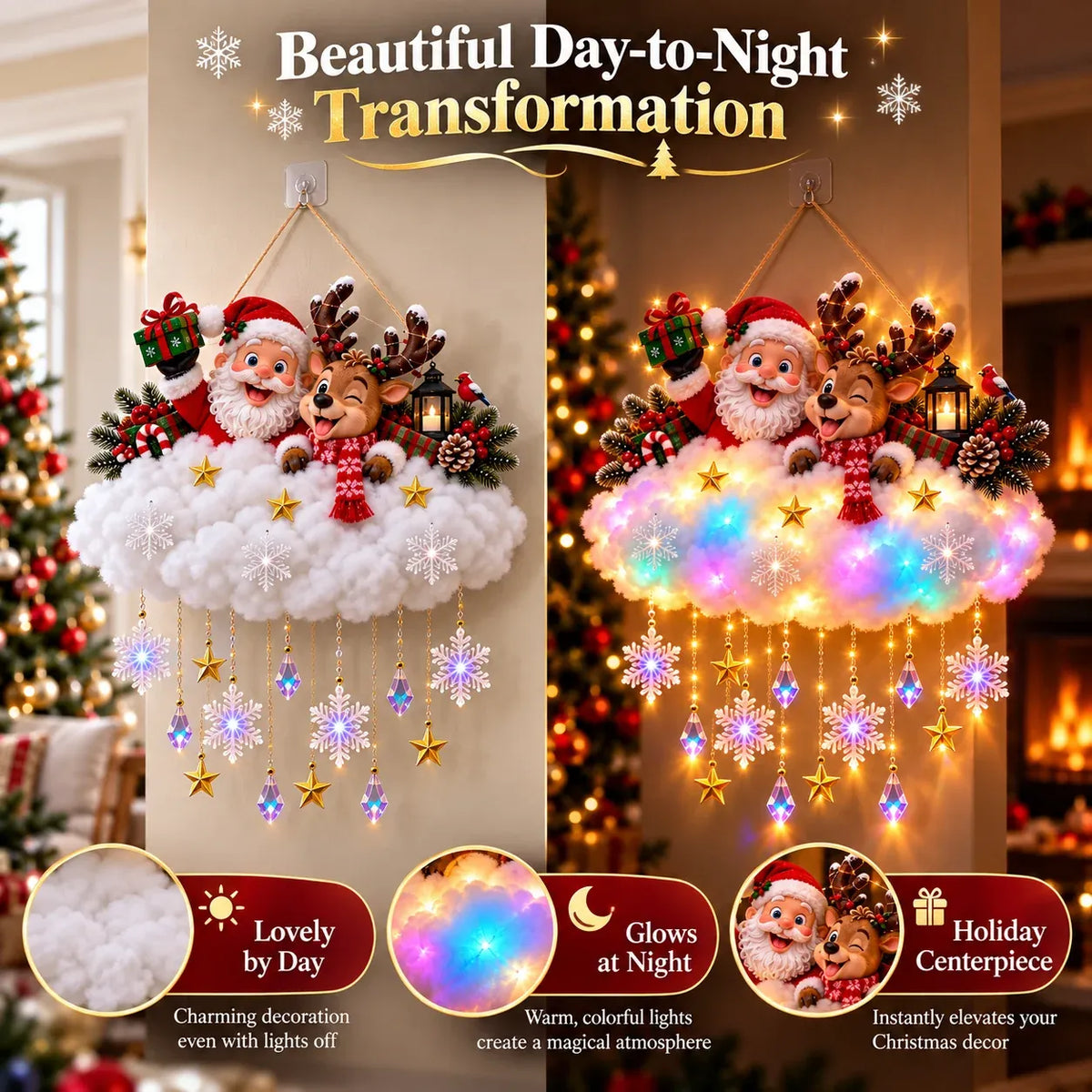 Sevair Deco Light-Up Christmas Cloud Hanging Decor