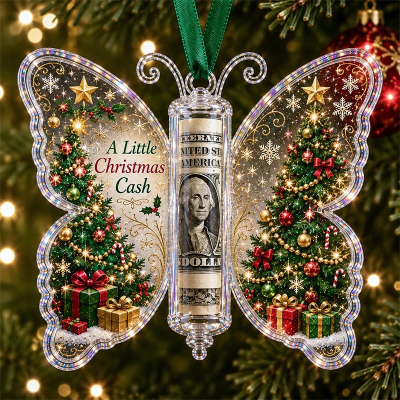 Sevair Deco Christmas Cash Gift Butterfly Ornament – Holiday Money Holder Keepsake