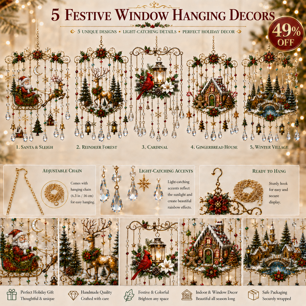 Sevair Deco Handmade Christmas Stained Glass Window Hanging
