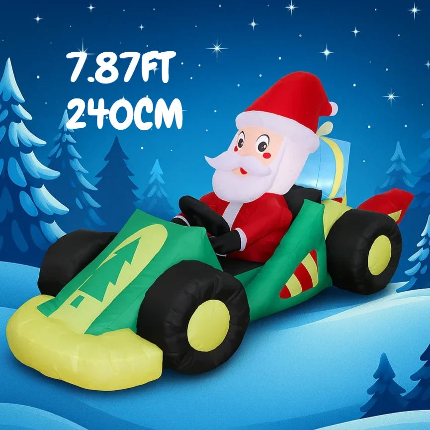 Sevair Deco Santa Race Car Inflatable Christmas Yard Decoration