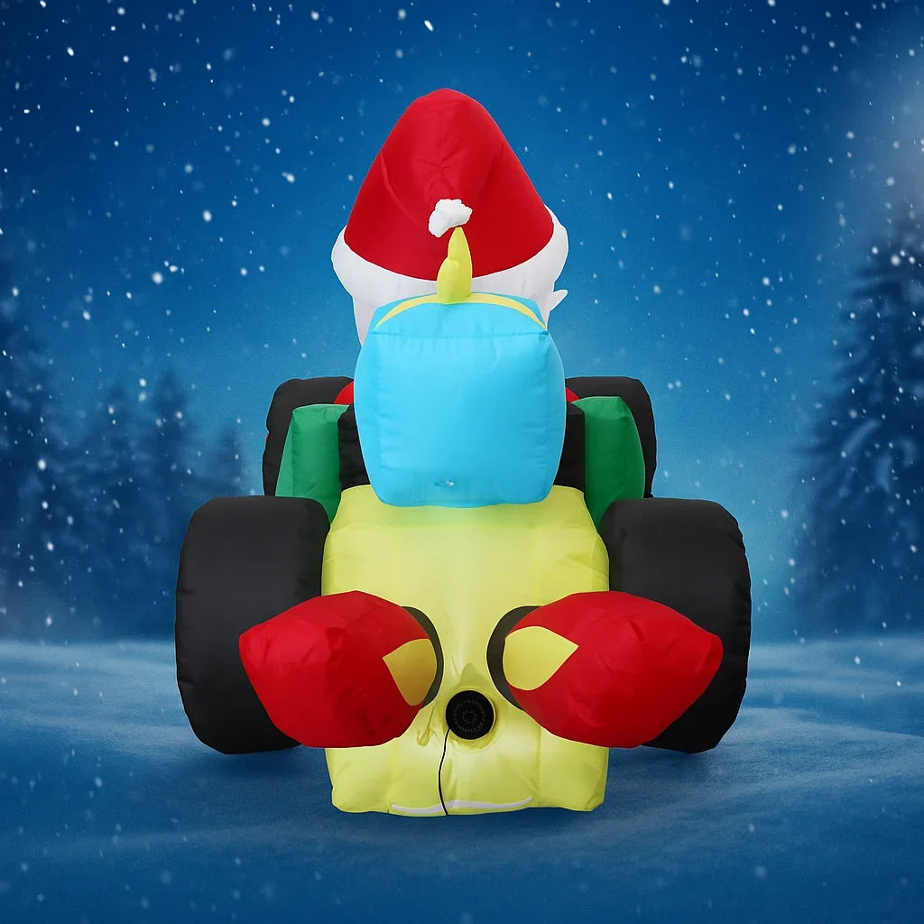 Sevair Deco Santa Race Car Inflatable Christmas Yard Decoration