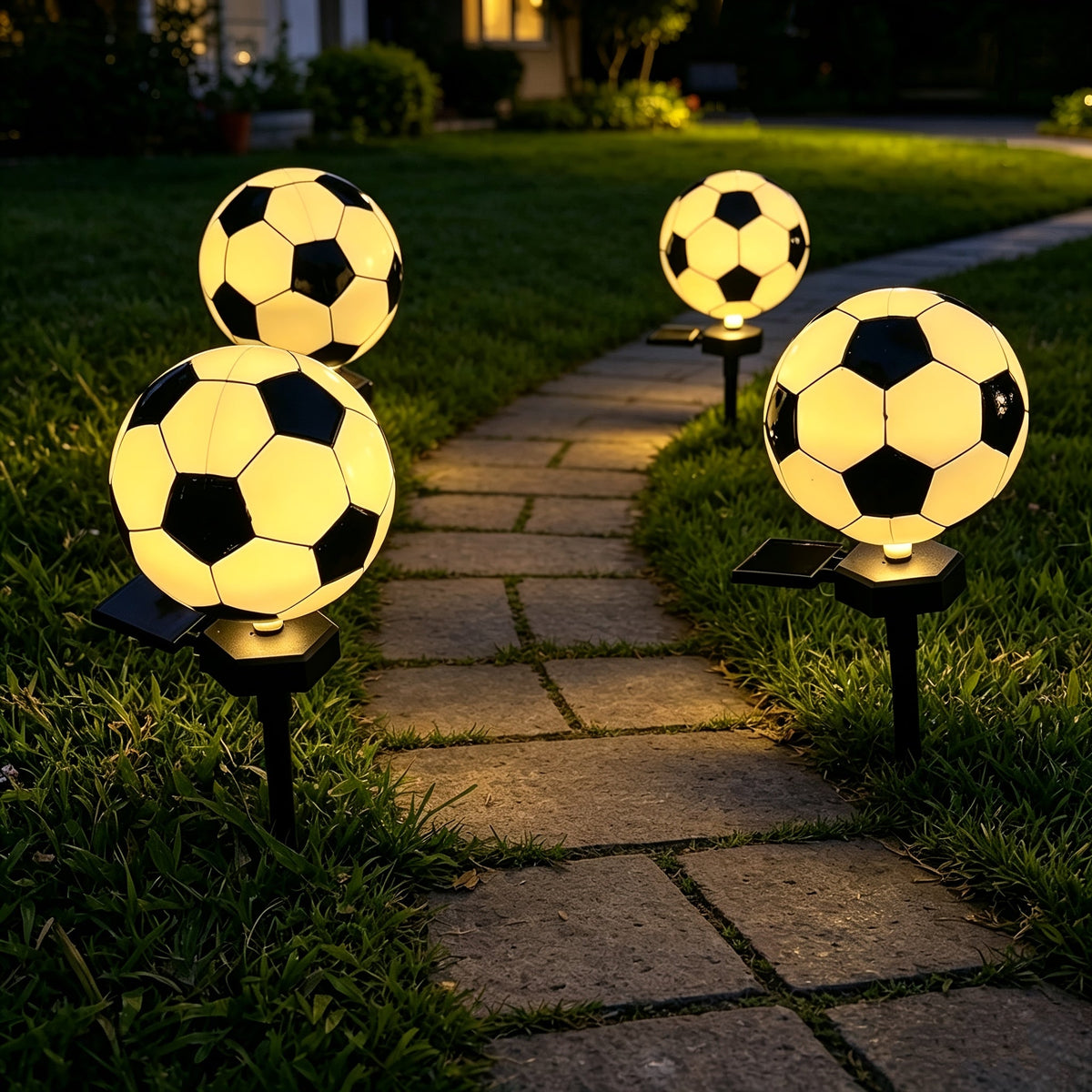 Solar Soccer Ball Path Lights 2-Pack