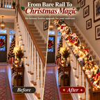 Sevair Deco Santa’s Sleigh Snowy Stair Railing Decor