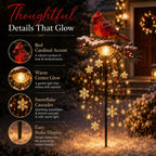 Sevair Deco Cardinal Memory Fountain – Lighted Christmas Remembrance Garden Decor