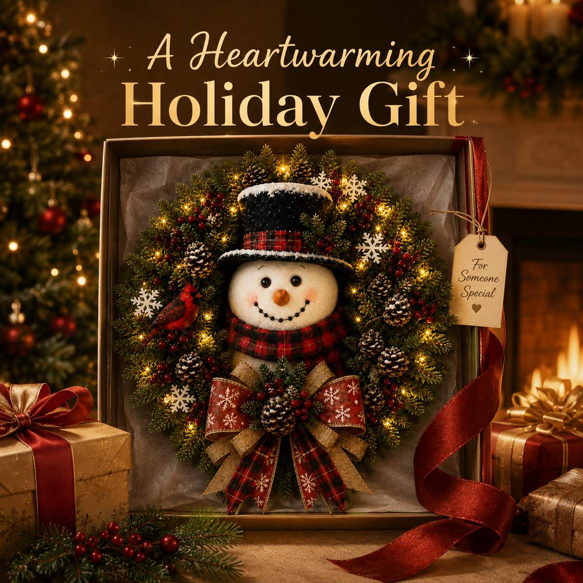 Sevair Deco Snowman Glow Christmas Wreath