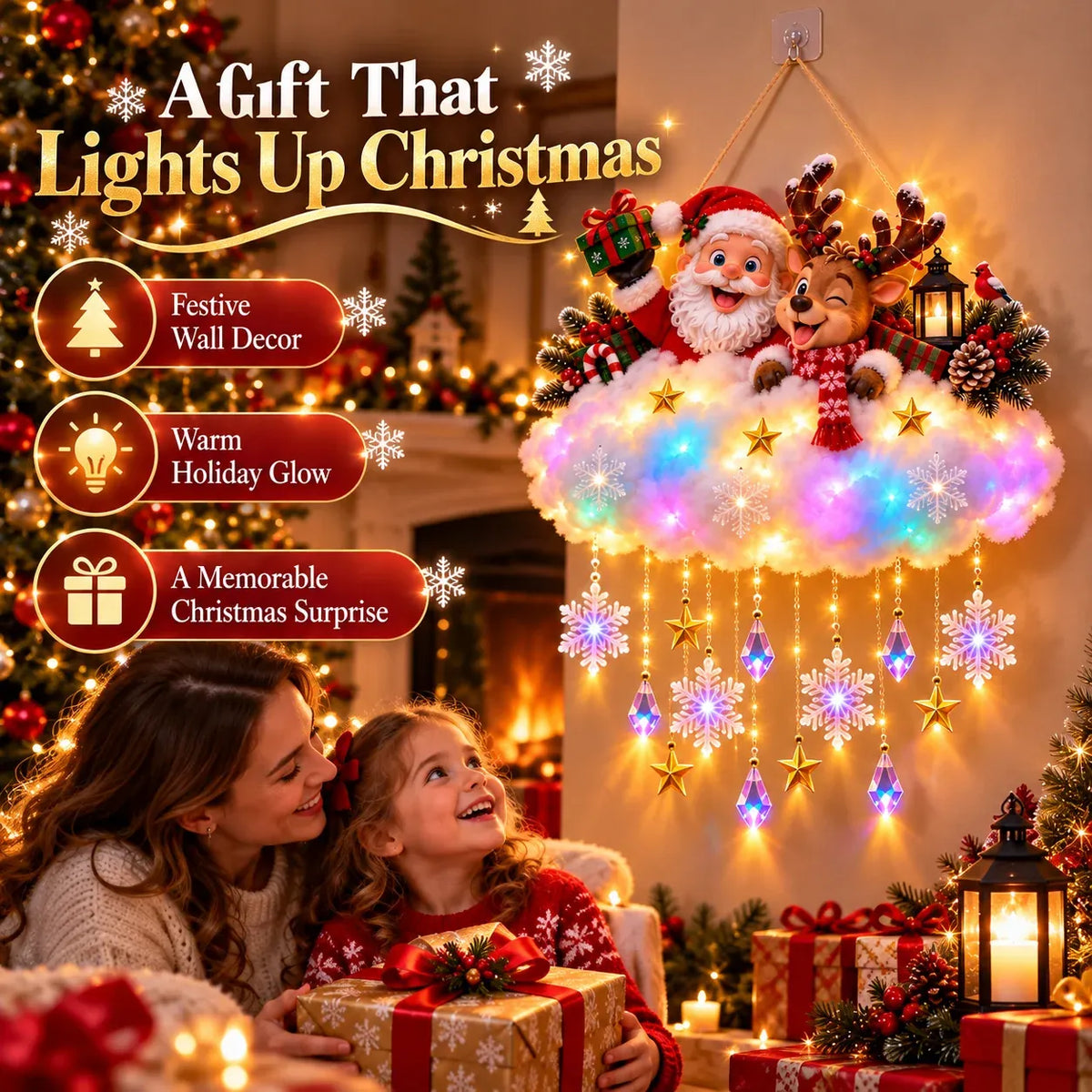 Sevair Deco Light-Up Christmas Cloud Hanging Decor