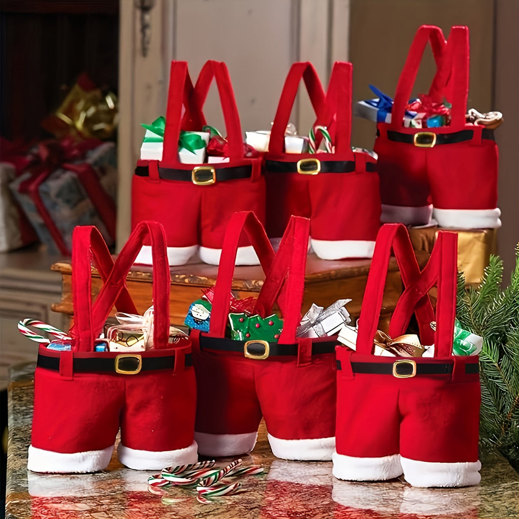 Sevair Deco Santa Pants Christmas Gift Bags 6-Pack