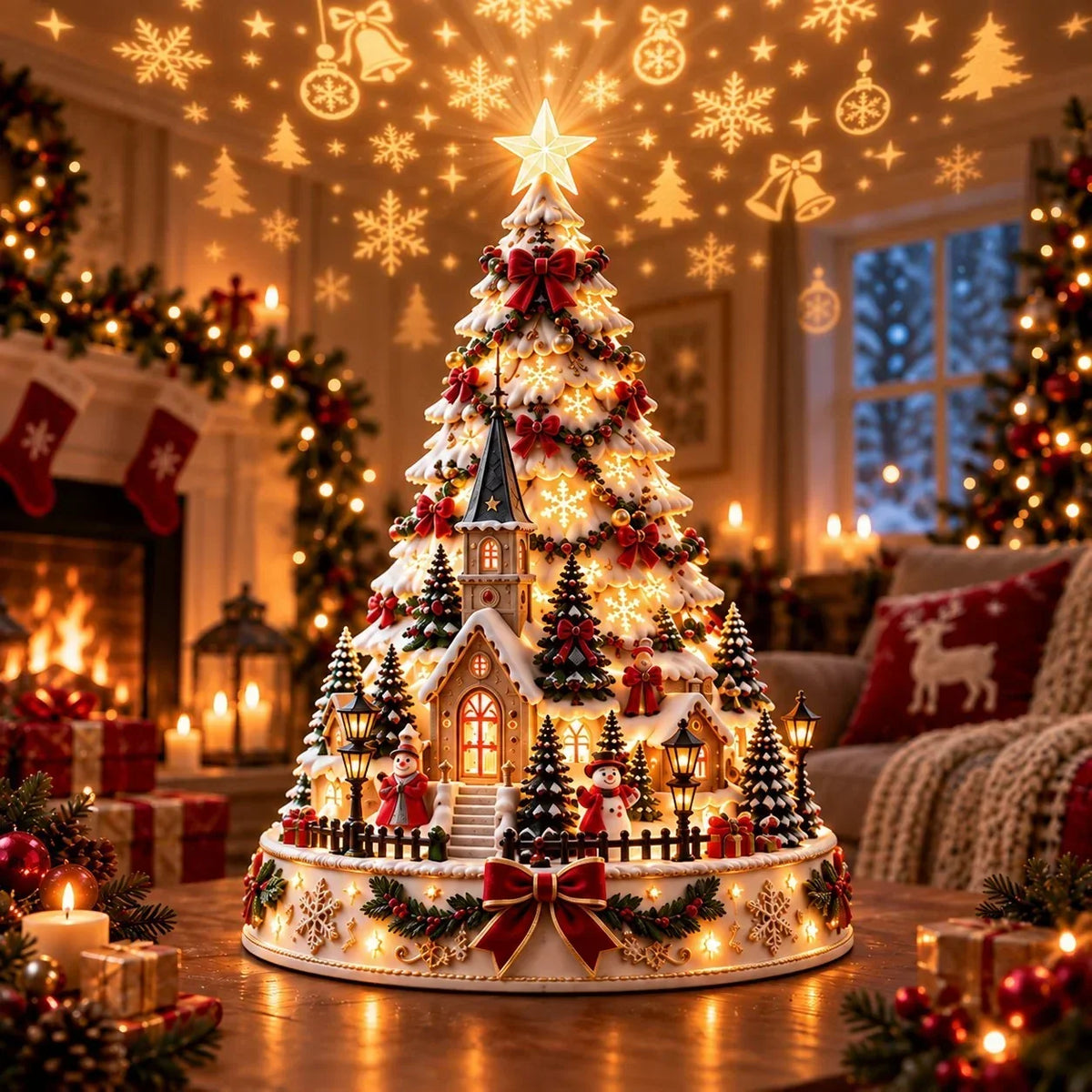 Sevair Deco Christmas Village Projection Centerpiece