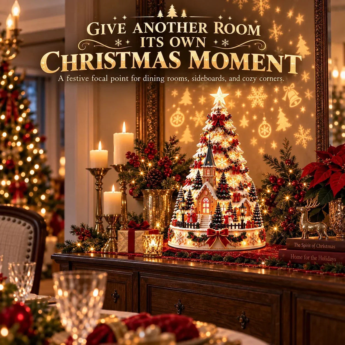 Sevair Deco Christmas Village Projection Centerpiece