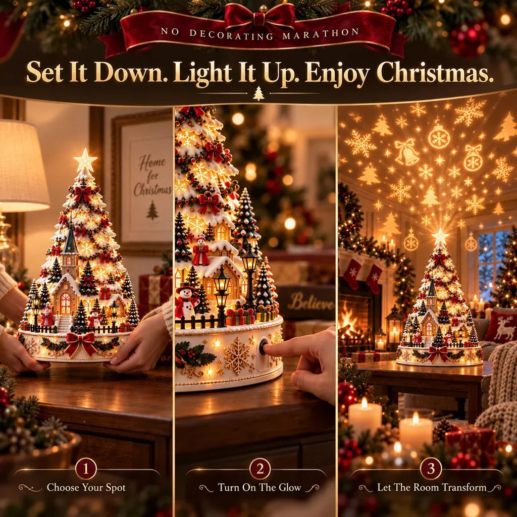 Sevair Deco Christmas Village Projection Centerpiece