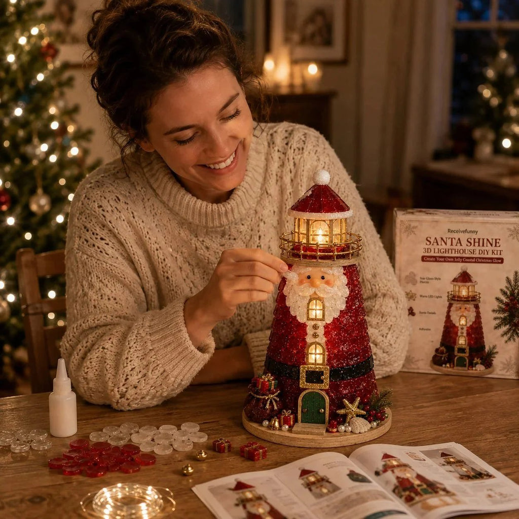 Sevair Deco Beginner-Friendly DIY Lighted Christmas Character Sea Glass-Style Lighthouse Kit Collection