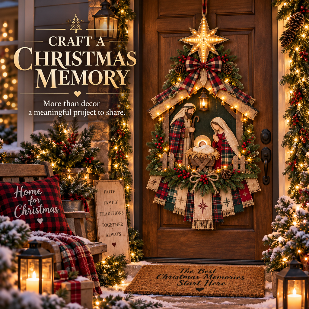 Sevair Deco DIY Lighted Christmas Nativity Scene Door Hanging Kit