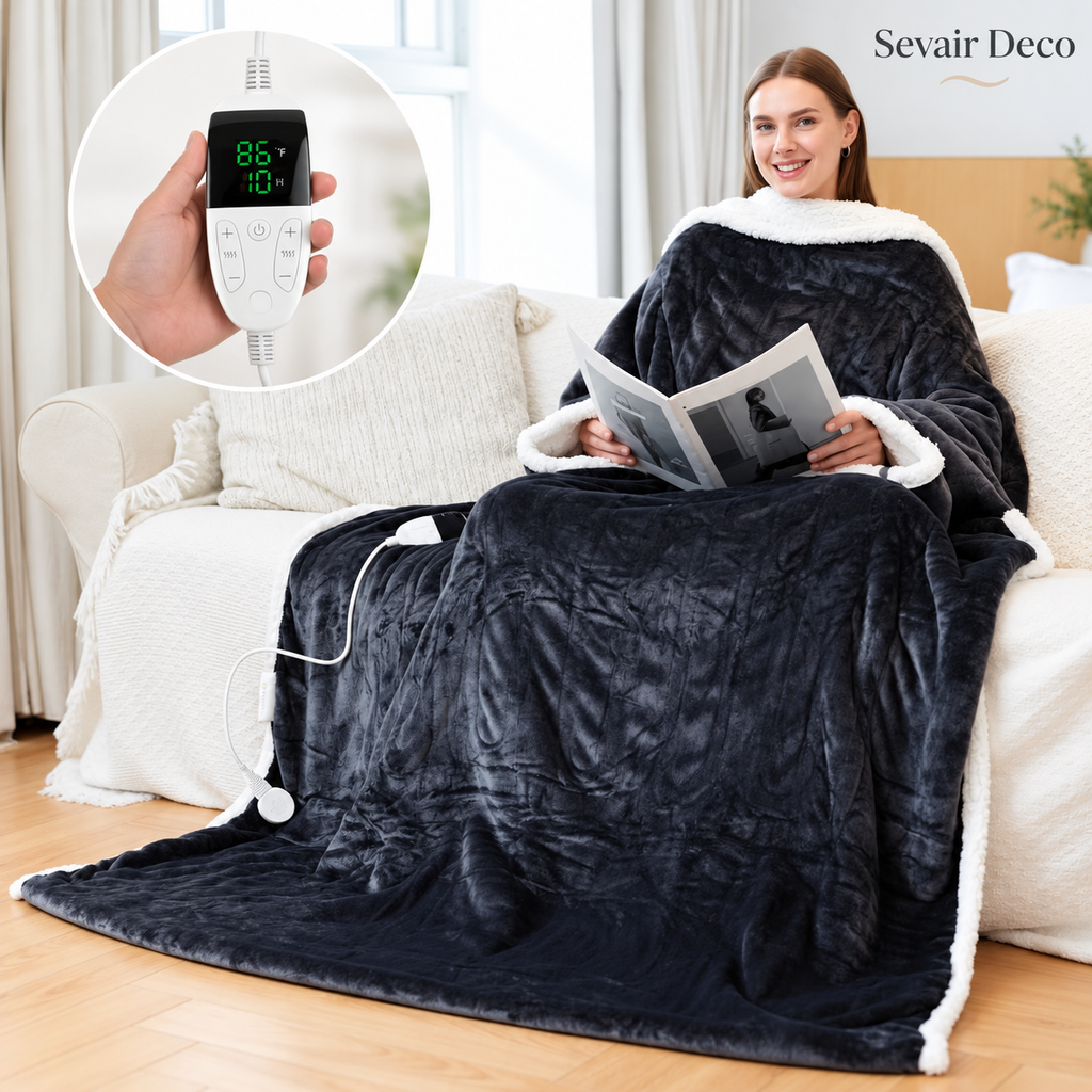 Sevair Deco Wearable Heated Blanket with Sleeves & Foot Pocket